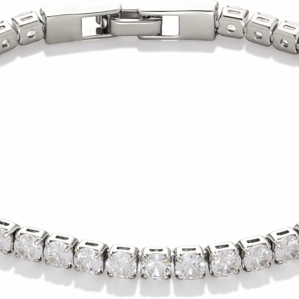 Women's Cubic Zirconia Tennis Bracelet Silver 7.5in Hypoallergenic Durable Jewel